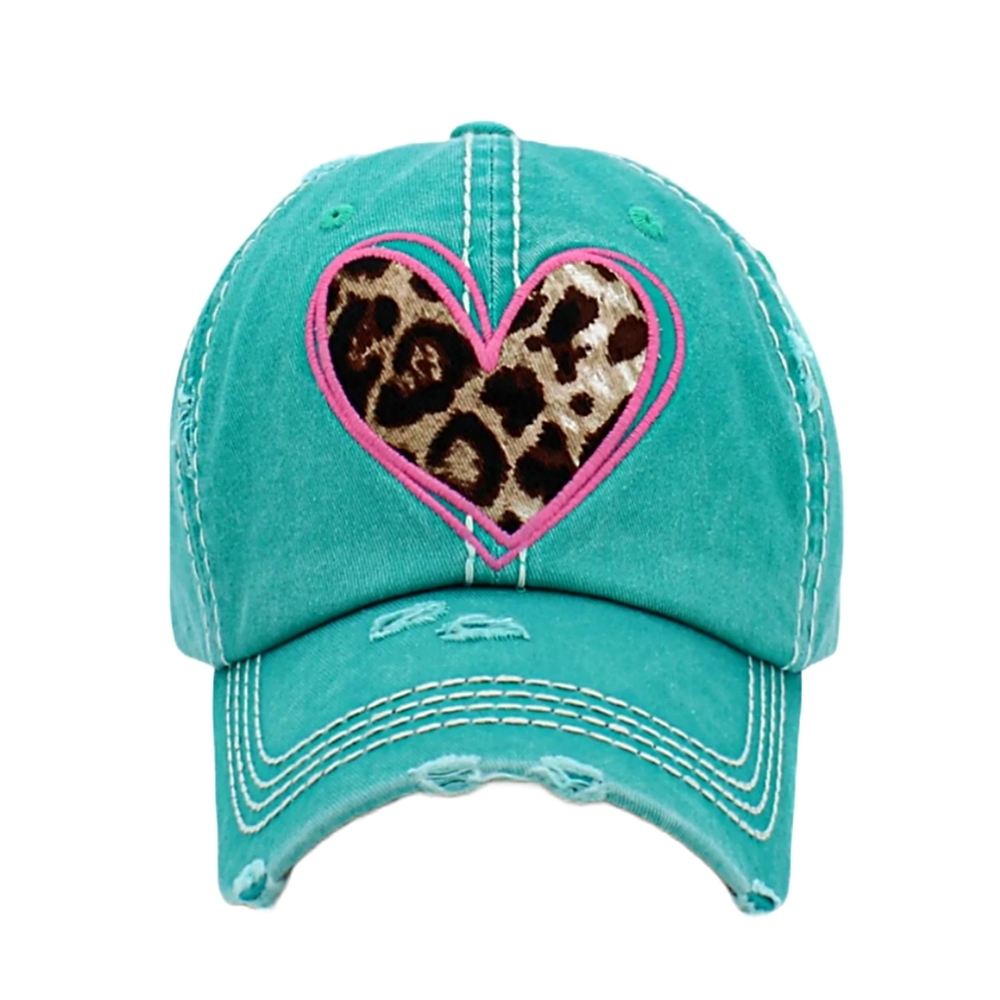 LEPOARD HEART VINTAGE DISTRESSED CAP
